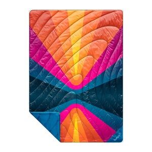 NWT Rumpl Limited Edition Original Puffy Blanket Retro Stripe Sunrise 1-Person